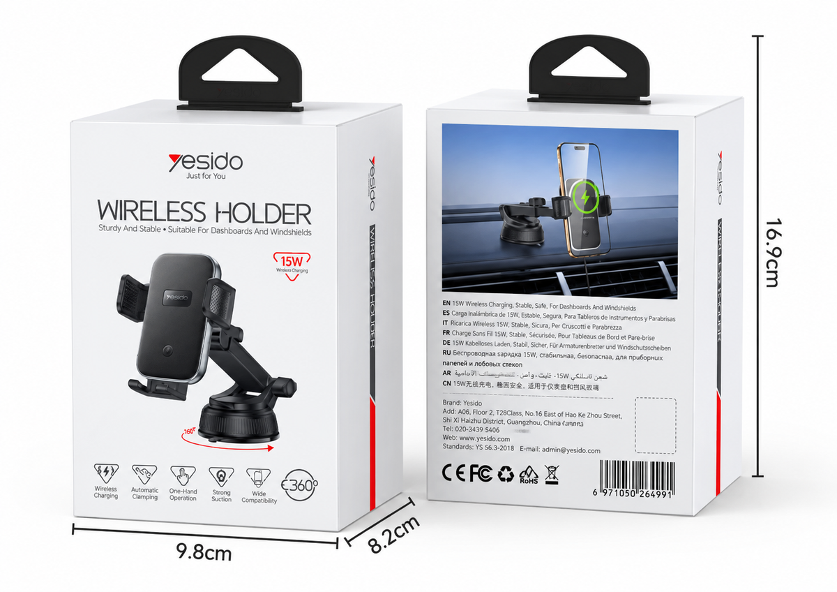 Draadloze Autolader 15W Telefoonhouder | AutoLux