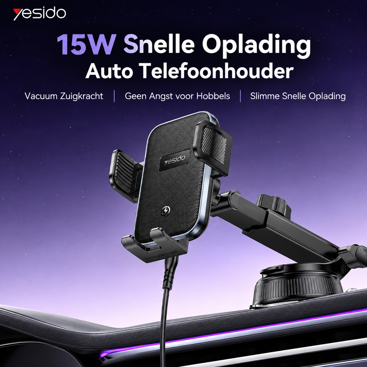 Draadloze Autolader 15W Telefoonhouder | AutoLux