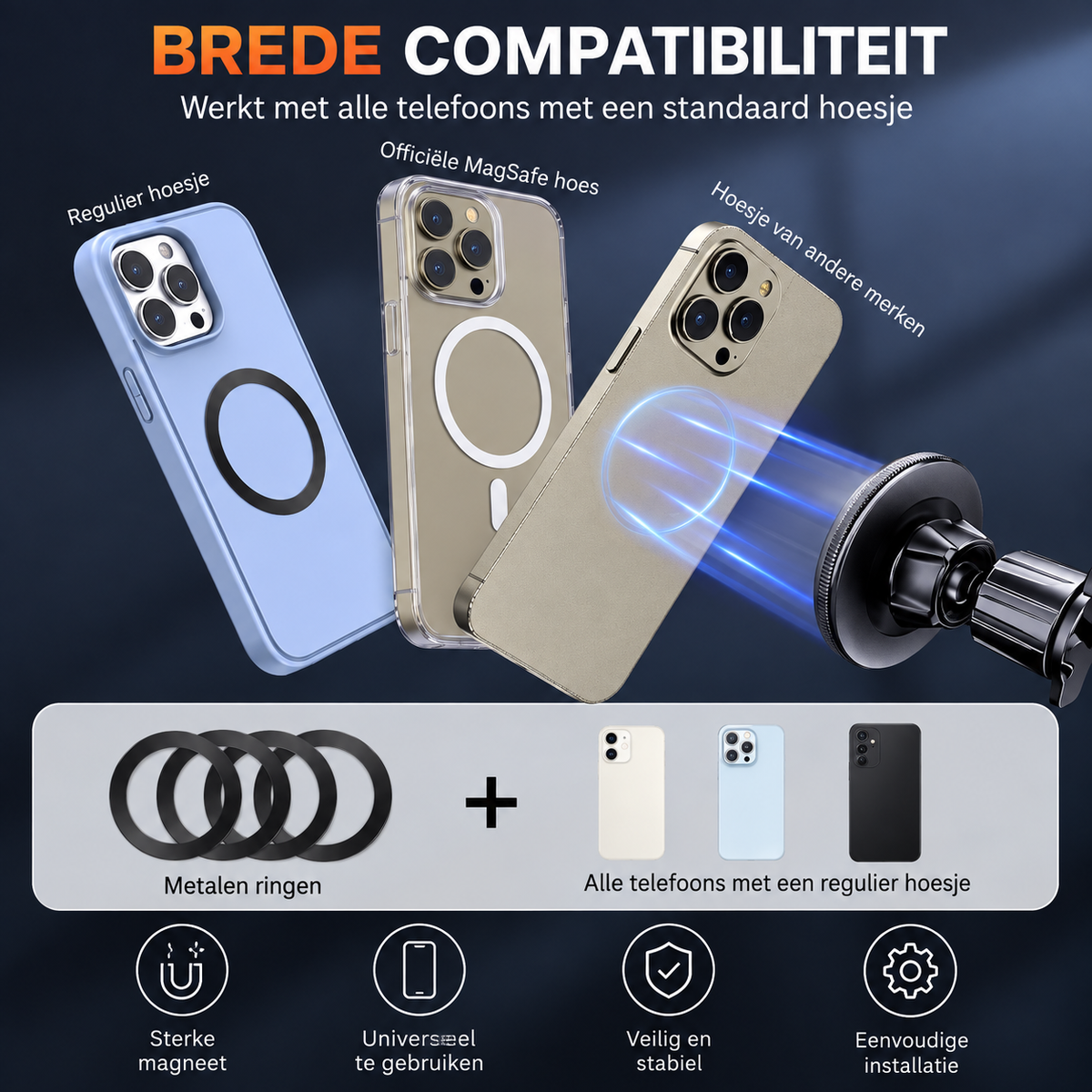 Magnetische Telefoonhouder Auto 15W | AutoLux